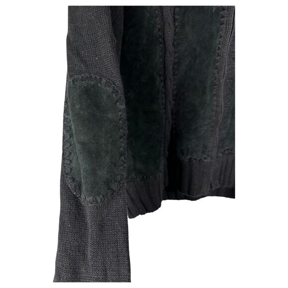 Style & Co. Leather and Knit Patchwork Sweater Jacket Black Women's Size Medium - Picture 4 of 5